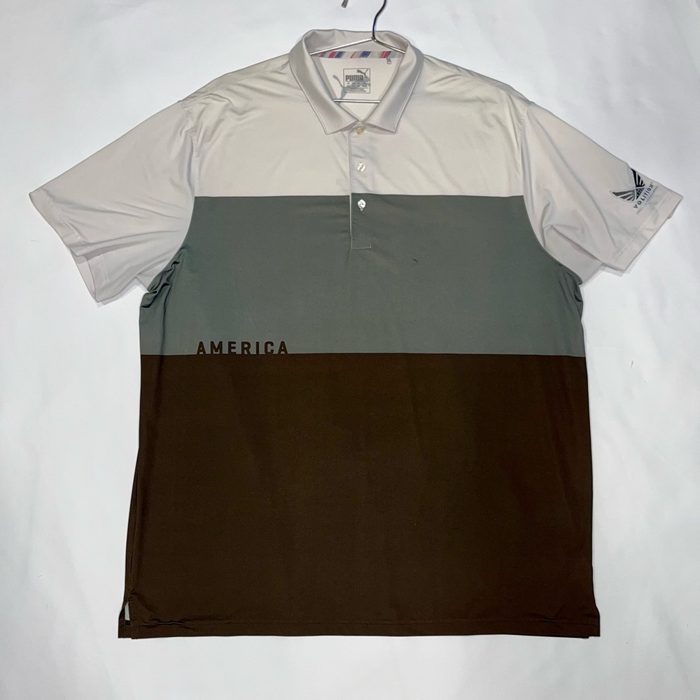 AMERICA! Men's BROWN GREEN WHITE EARTHY Polo Shirt